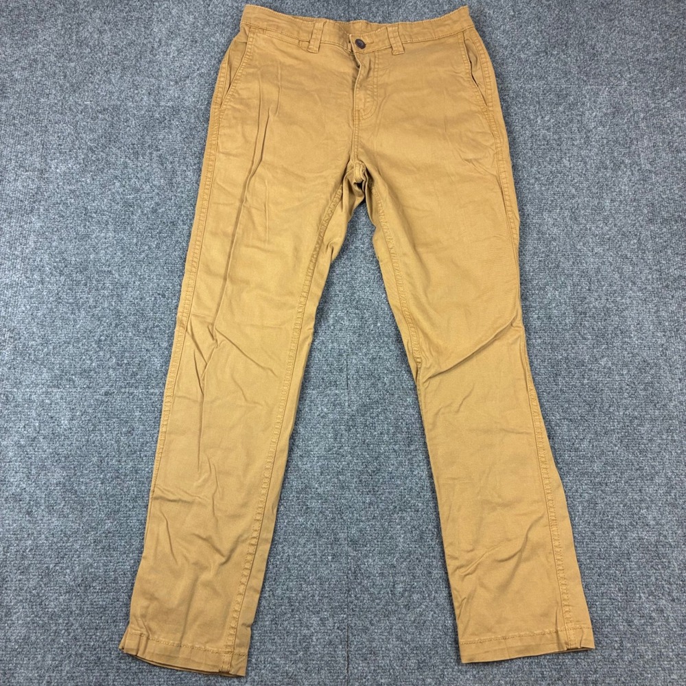 George Mens Slim Fit Chino Pants 29x30 Mustard Tan Brown Cotton Blend LL-37